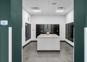 Thumbnail 15 of 53 - a view of the archive room with a white countertop and a potted plant in the